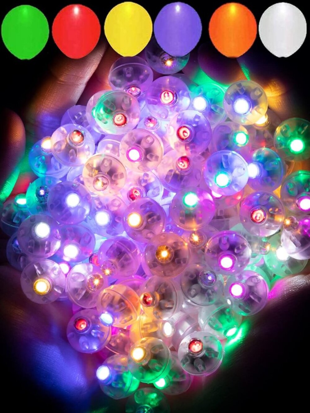 50pcs 10-Colors Mini Lights,Long Standby Time Waterproof LED Balloon Light,Batte